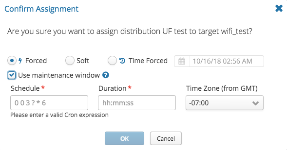 Confirm assignment window